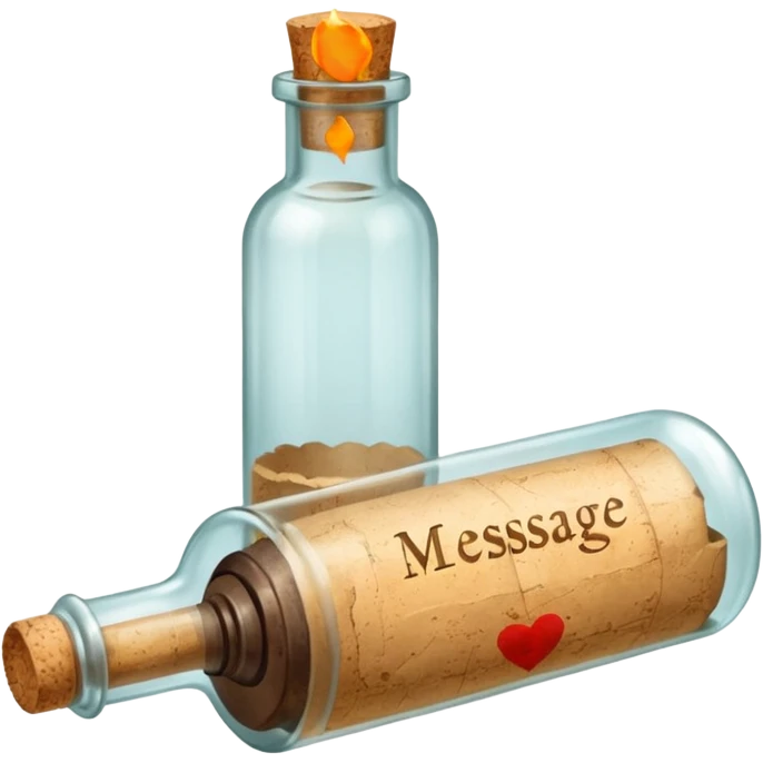 A Message Bottle, letter inside emoji