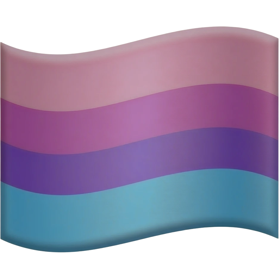 Le drapeau bisexuel comporte trois bandes horizontales : rose, violet et bleu. emoji