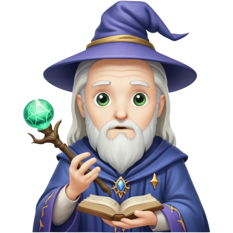 wizard casting a spell at a brain emoji