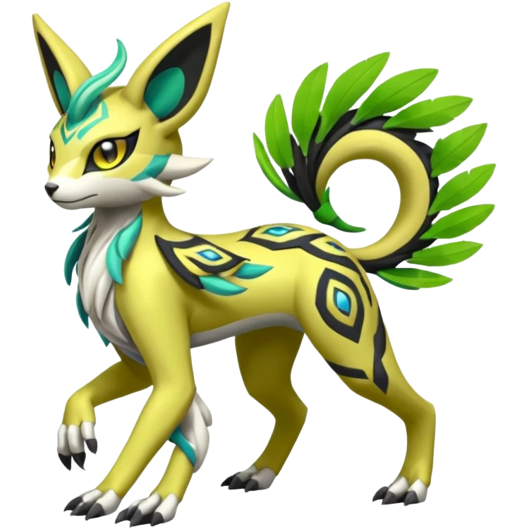  Exotic Feathery Meloetta-Zygarde-Zeraora-Renamon-Protogen-Palkia-hybrid-fusion-Fakémon-creature, full body emoji