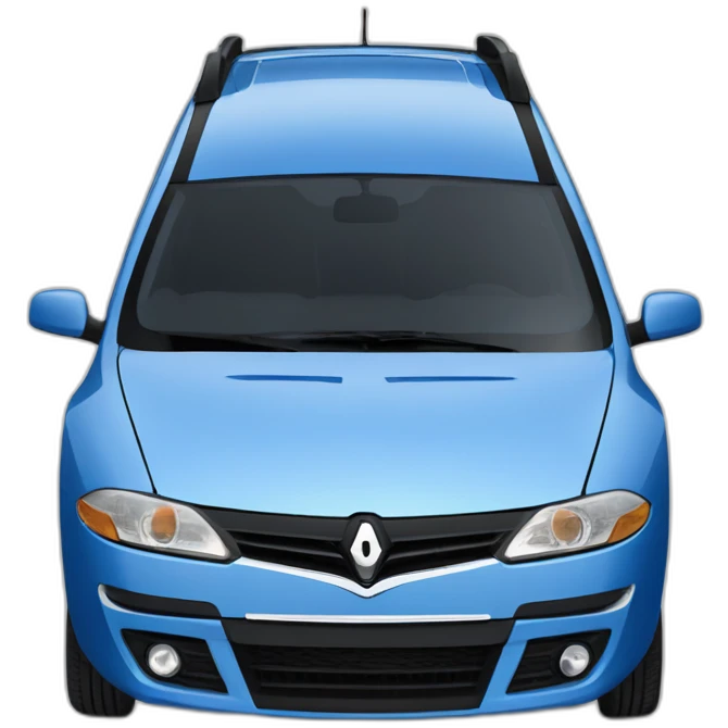 Blue Renault Laguna stationwagon dent nose emoji