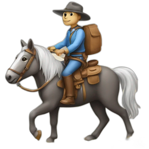 Un raton laveur sur un écureuil sur un cheval  emoji