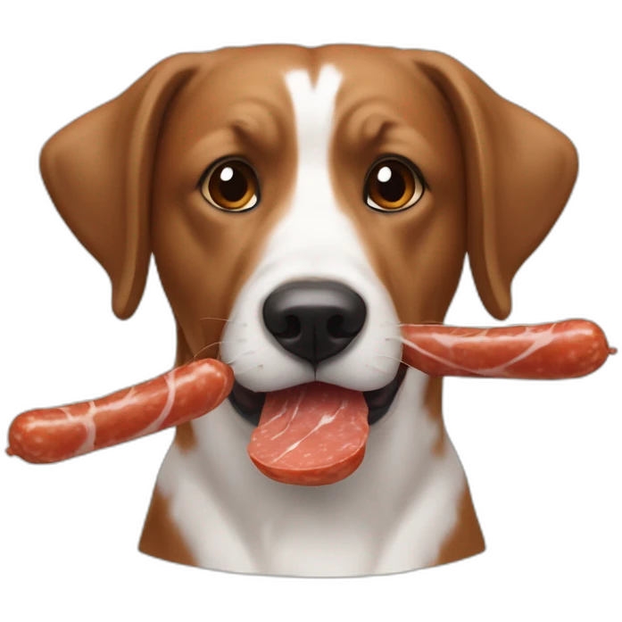 Chien qui mange une saucisse emoji