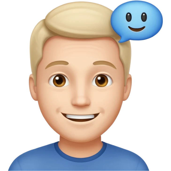 smiling man with speech bubble 'okey' emoji