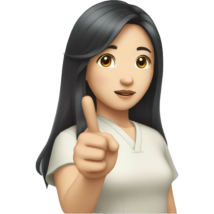 chinese girl with long hair pointing at herself emoji
