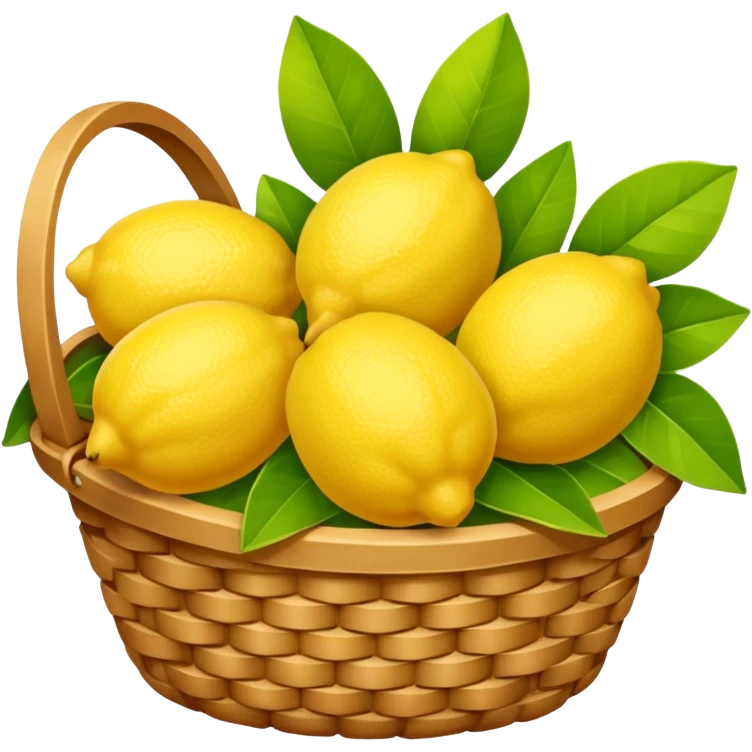 корзина с листками и лимонами, yellow emoji
