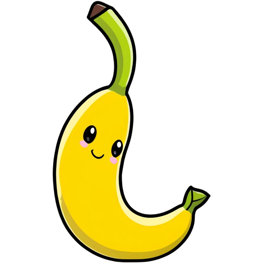 cute banana partially peeled with face emoji