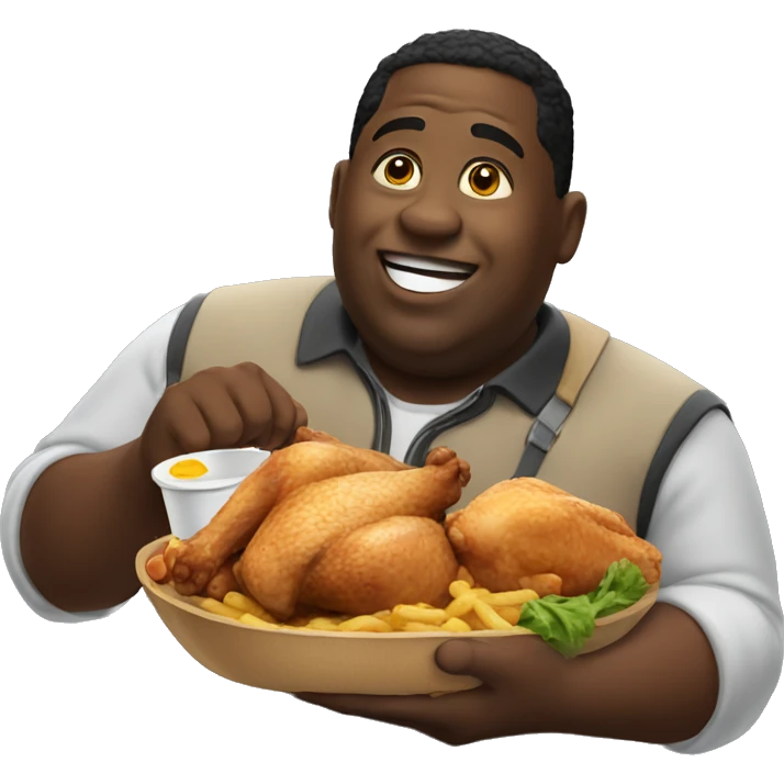 Fat black guy eating chicken emoji