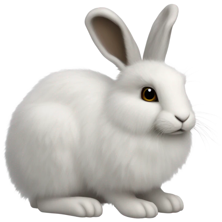 snowshoe hare very fluffy with no feet laying down, side view emoji