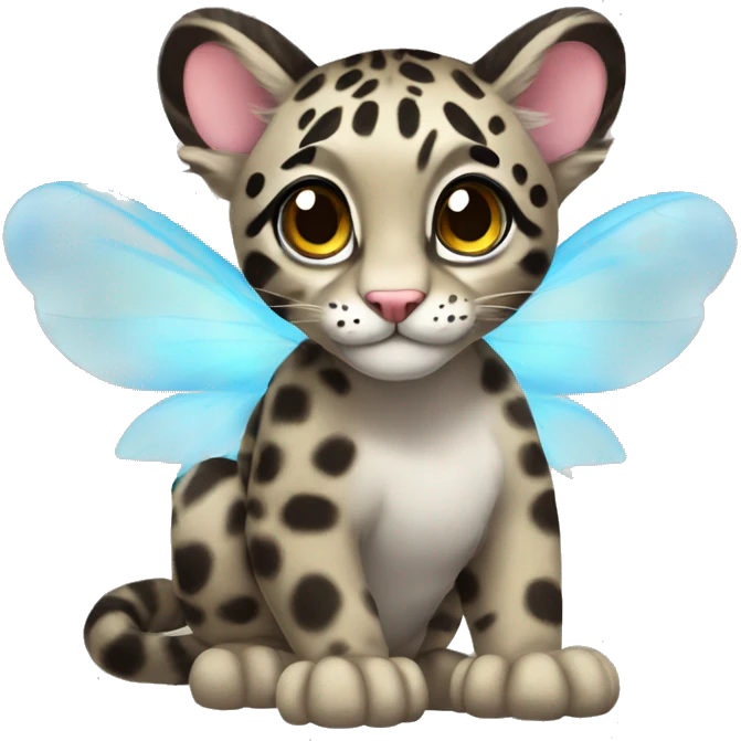 clouded leopard with fairy wings emoji