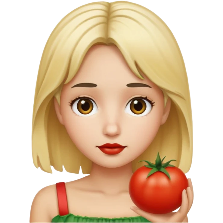 Tomatoe with blonde boy hair with black roots emoji