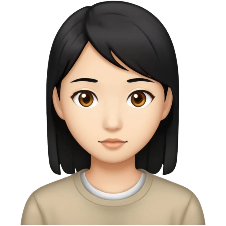 Black hair, brown eyes, Asian emoji