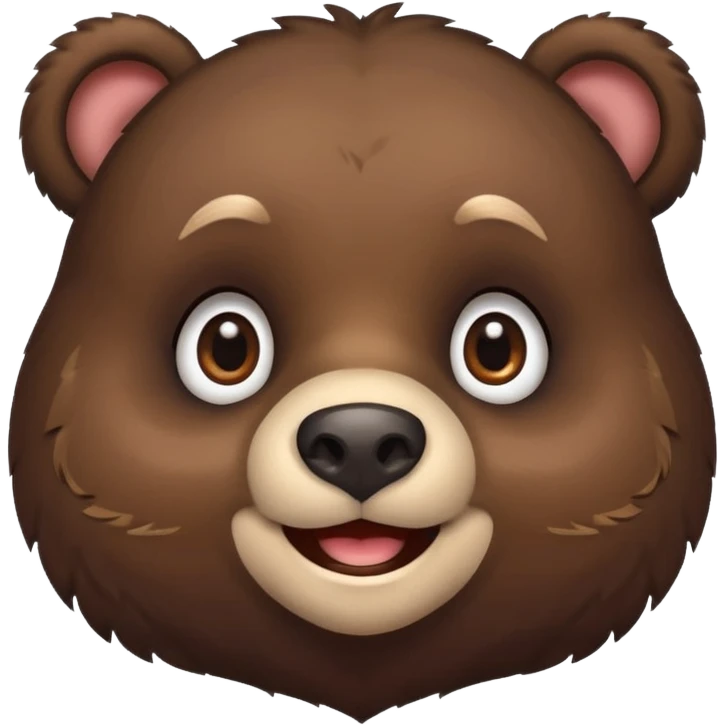 cute bear, dark brown color, big eyes, friendly expression emoji