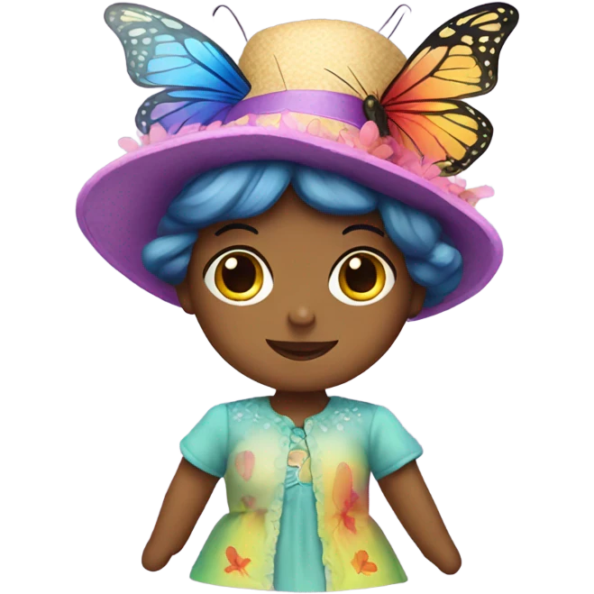 Hat butterfly doll emoji