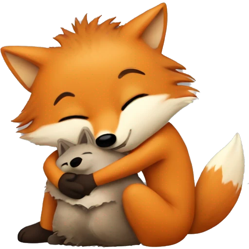 Fox hug hedgehog emoji