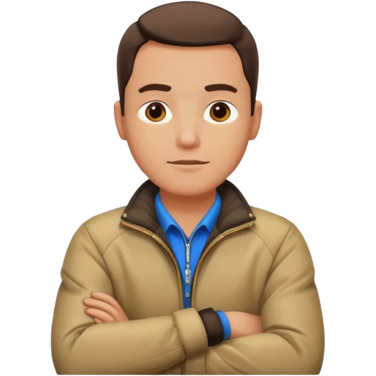 Man with arms crossed around neck emoji