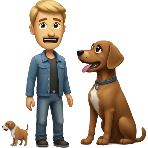 Man taunts dog emoji