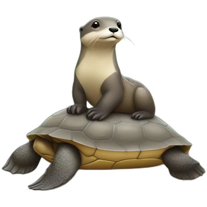 Une loutre sur une tortue emoji