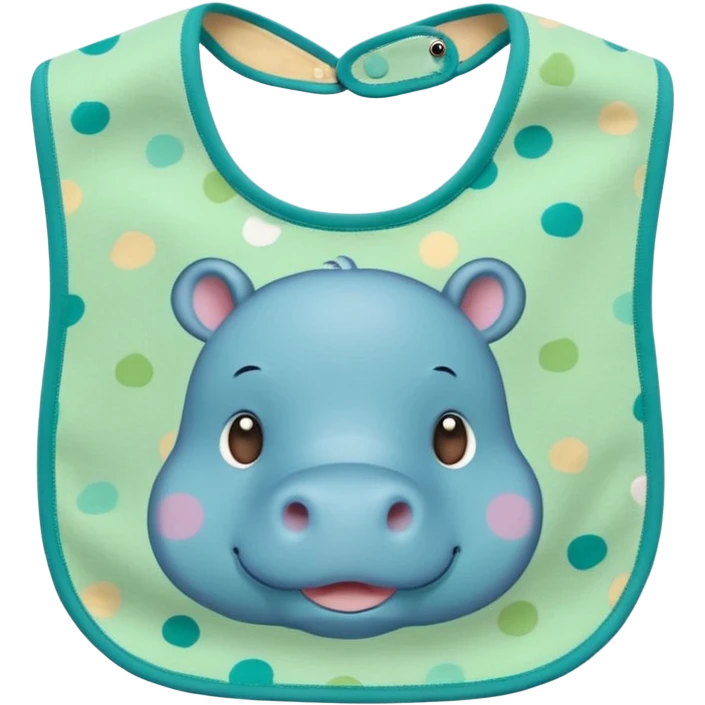 Green bib cute hippo pattern emoji