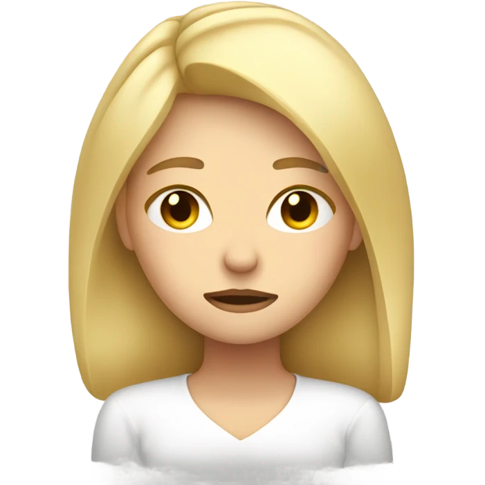 Blonde girl with headache hands on head frown  emoji