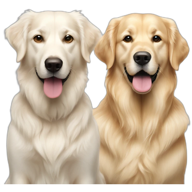 one very white retriever and one very golden retriever side by side emoji