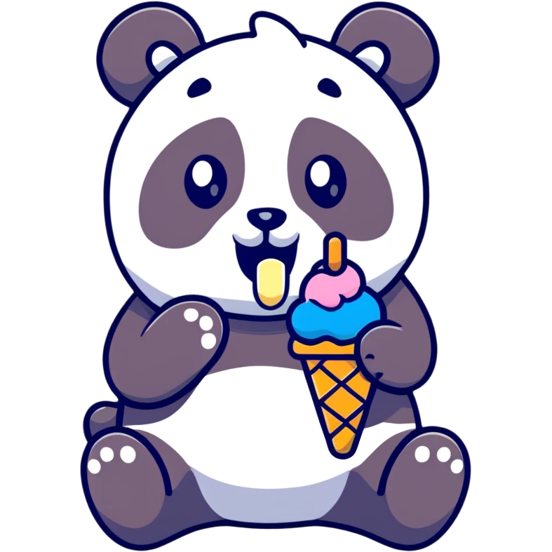 Panda eating ice cream emoji