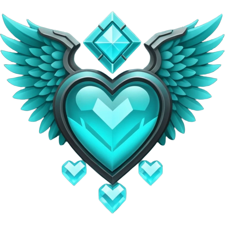 Dark Cyan Winged heart with minecraft warden soul emoji