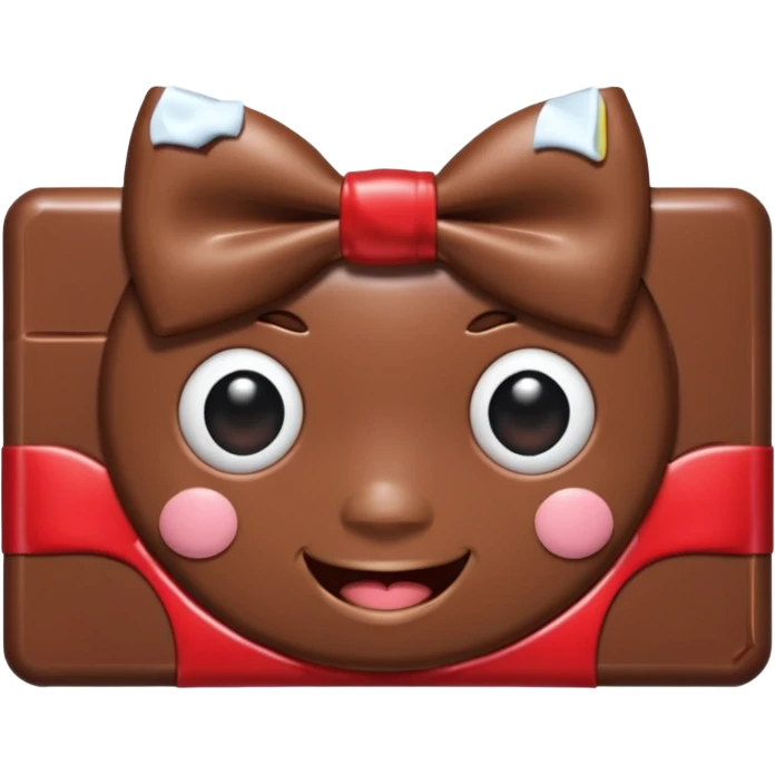 A chocolate with a tie and facial features emoji