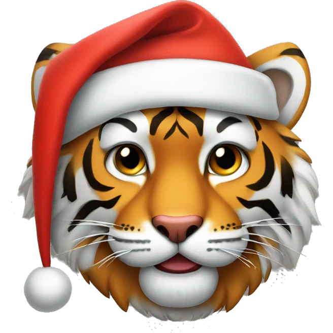 Tiger with Santa hat emoji