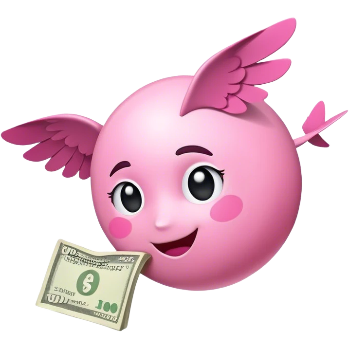 pink money flying  emoji