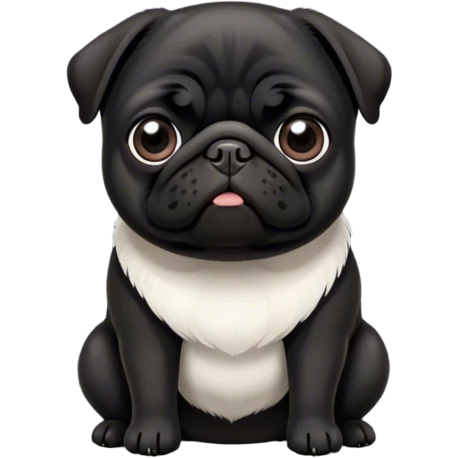 Black pug with white patch on chest emoji