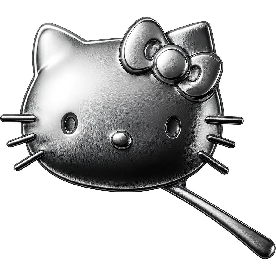 Hello Kitty hair pin, metallic shine, Hello Kitty's face and bow emoji