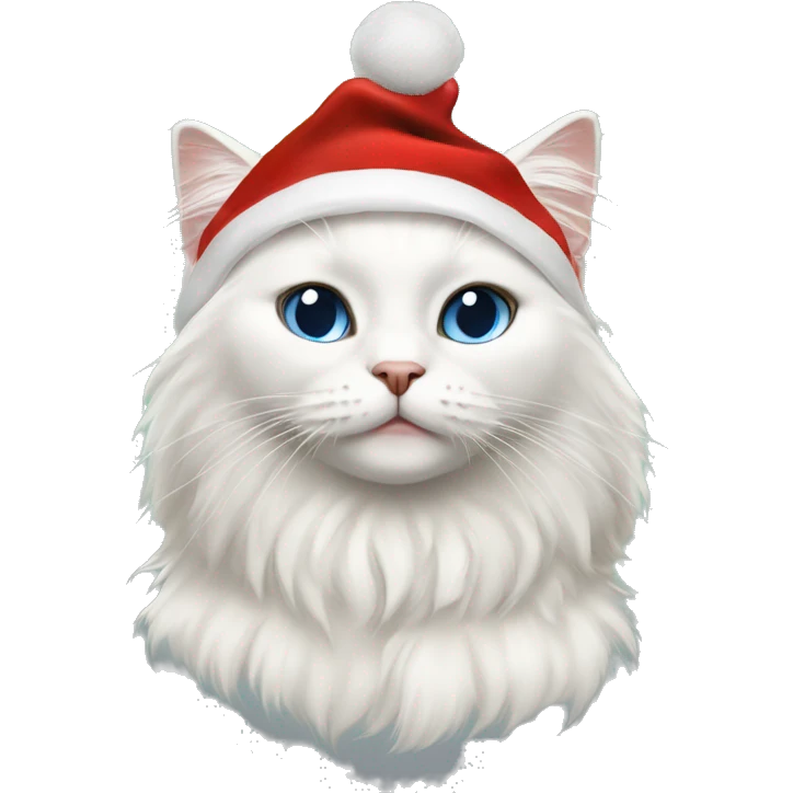 White ragdoll cat with the Christmas hat  emoji