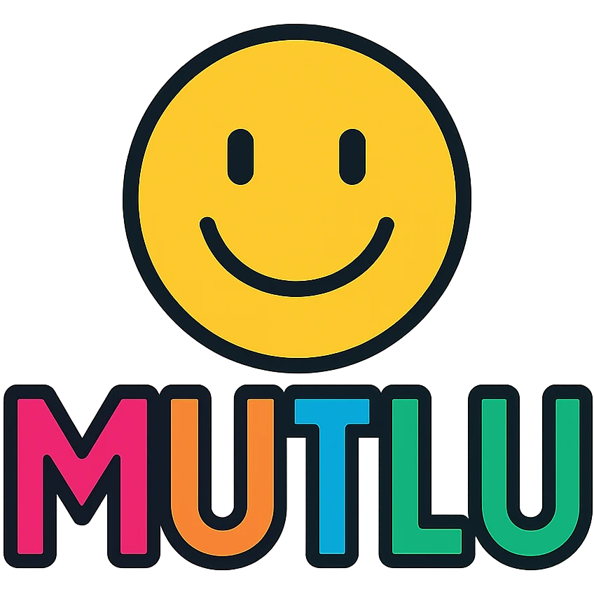 the word 'mutlu' in a clean, modern icon style, simple and bold, suitable for an app icon emoji