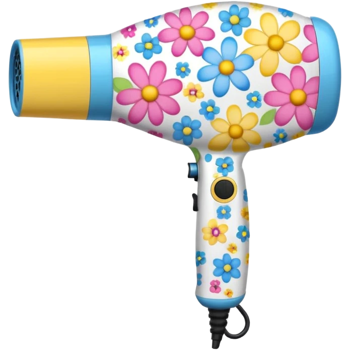 Cute Hair dryer, different flower designs and pattern emoji