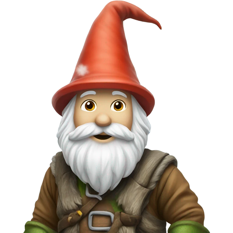 Gnome in the forest with snow emoji