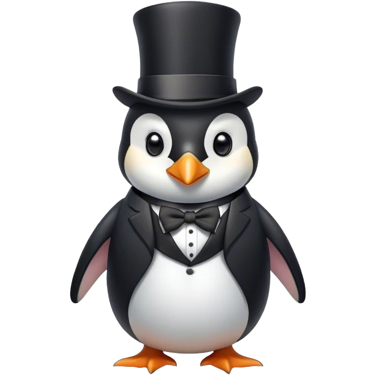 Penguin dancing with a top hat and elegant suit elegant emoji