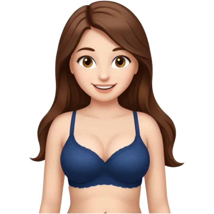 девушка с длинными коричневыми волосами и густыми ресницами и пузиком и сиськами, фото по пояс emoji