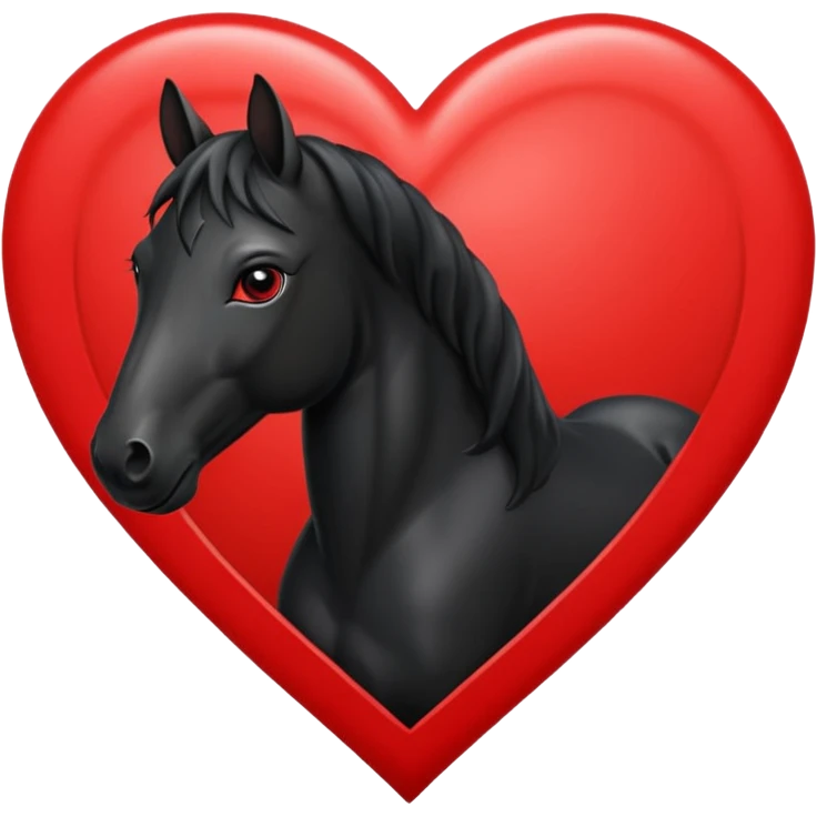 Black Horse centered within a red heart emoji emoji