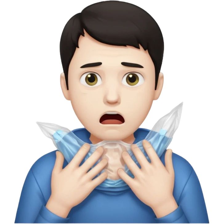 torture, man choking plastic bag emoji