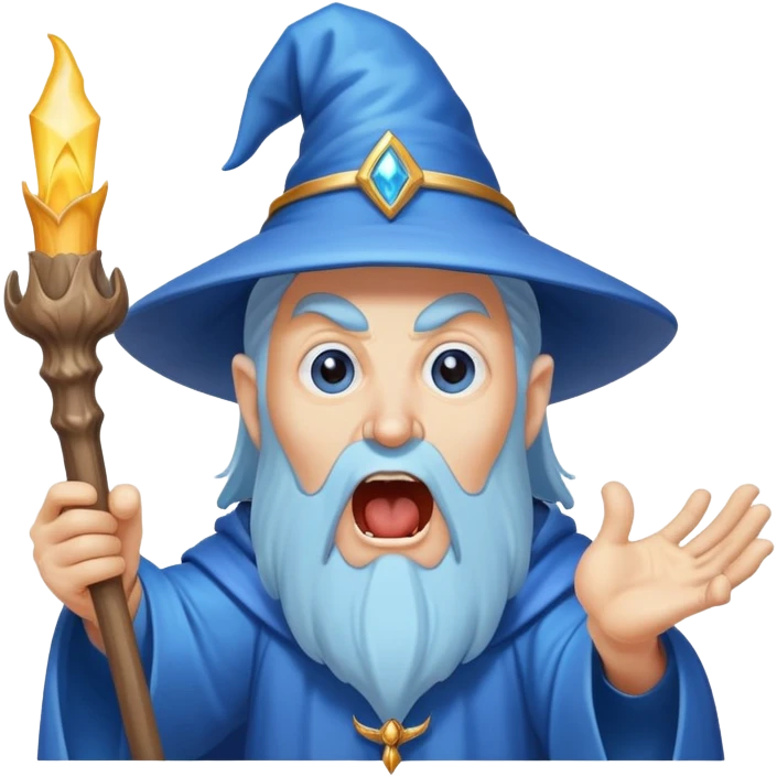 Синий волшебник держит фалос и кричит  emoji