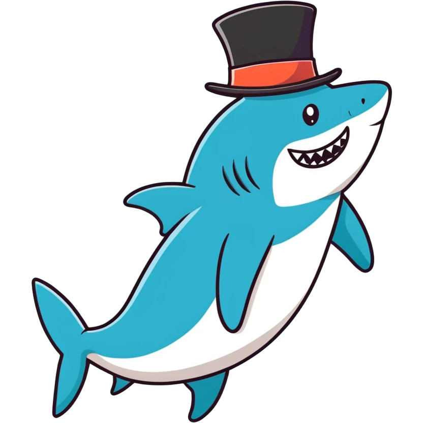 Shark with a top hat emoji