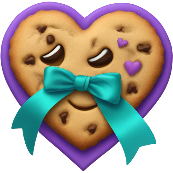 Cookie heart with teal purple support ribbon emoji