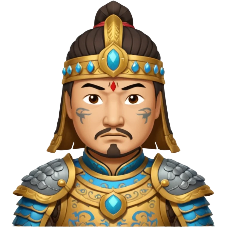 portrait of Genghis Khan in armor rotated 45 degrees to the right emoji