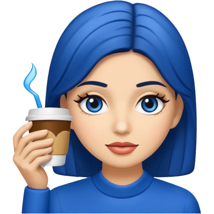 Memoji piel morena ojos cafés cabello largo color azul con esté 🖕🏻emoji emoji