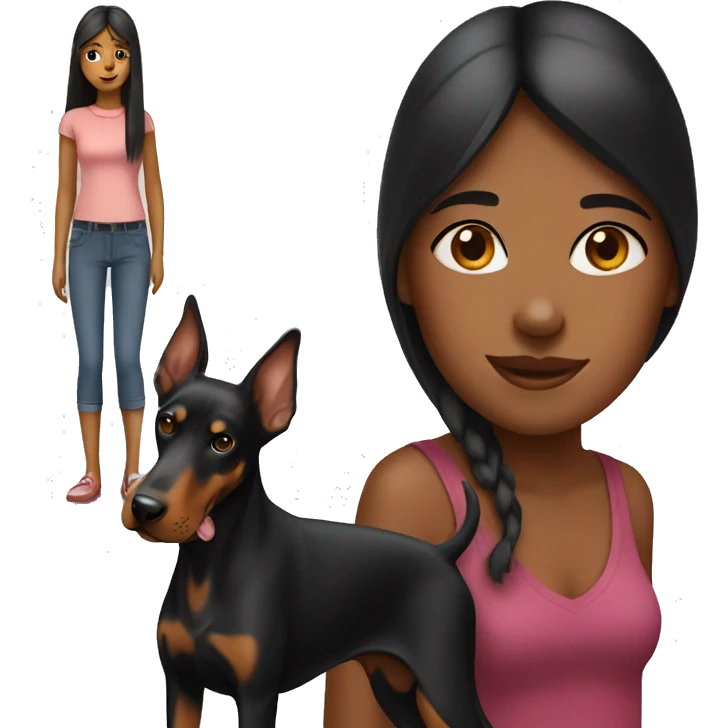 girl with doberman  emoji