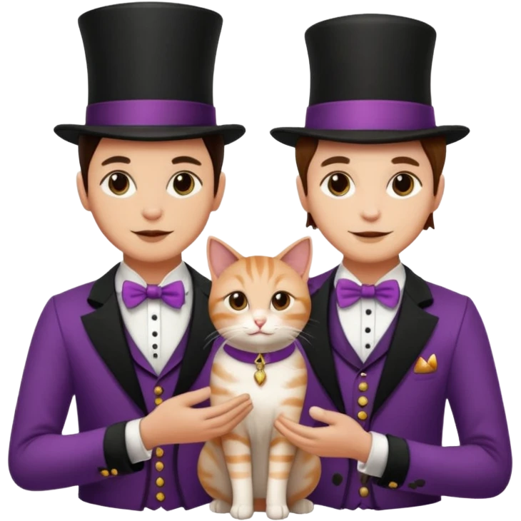 magician couple and their pet cat emoji
