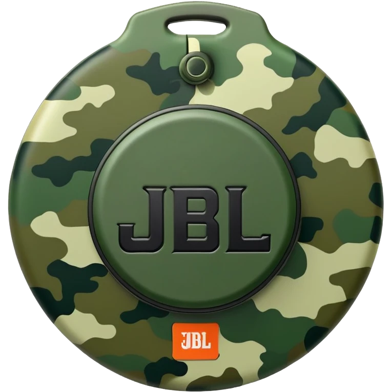 Abstract JBL Clip 4 keeping the signature round shape with clip, basic green camouflage design, iOS emoji style emoji