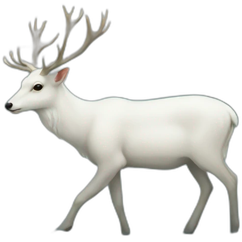 A white deer walking on the river emoji