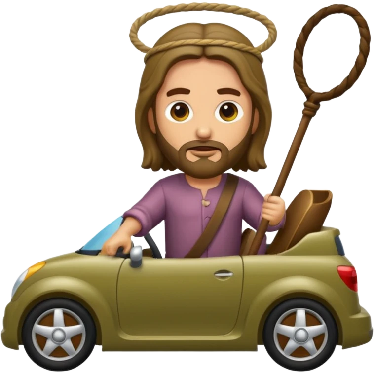 Jesus Christ driving out merchants with a whip, emoji style emoji